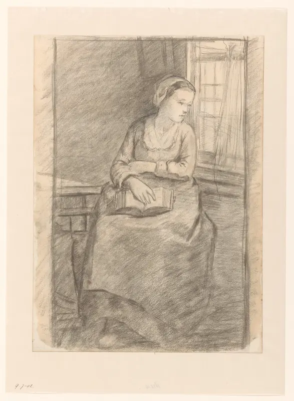 Meisje met boek op haar schoot Wall Art by Hendrik Valkenburg - High-Resolution Digital Print