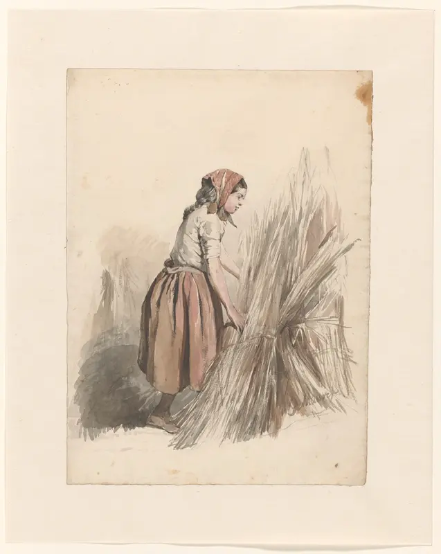 Meisje met hoofddoek, werkend op het land Wall Art by Anton Mauve - High-Resolution Digital Print