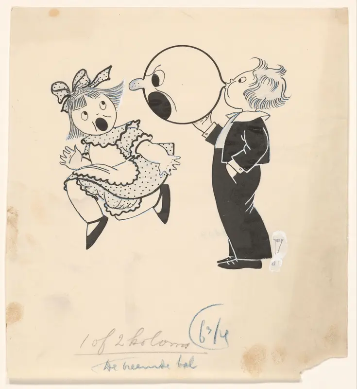 Meisje schrikt van een ballon Wall Art by Unknown - High-Resolution Digital Print