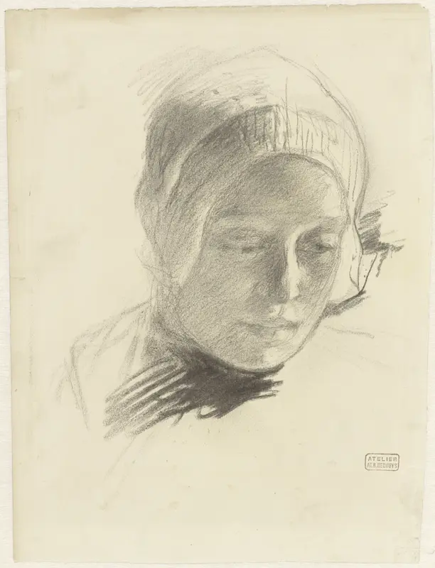 Meisje uit Laren Wall Art by Albert Neuhuys (1844-1914) - High-Resolution Digital Print
