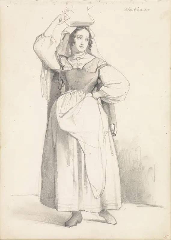 Meisje uit Subiaco, met een koperen kan op het hoofd Wall Art by Johan Hendrik Koelman - High-Resolution Digital Print