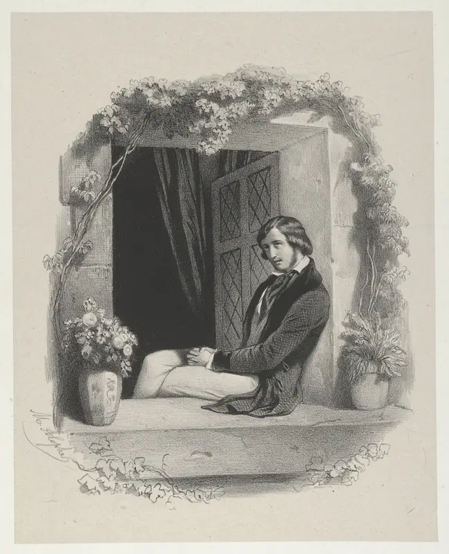 Melancholy, young man with folded hands sitting on window sill Wall Art by Marie-Alexandre Alophe - High-Resolution Digital Print