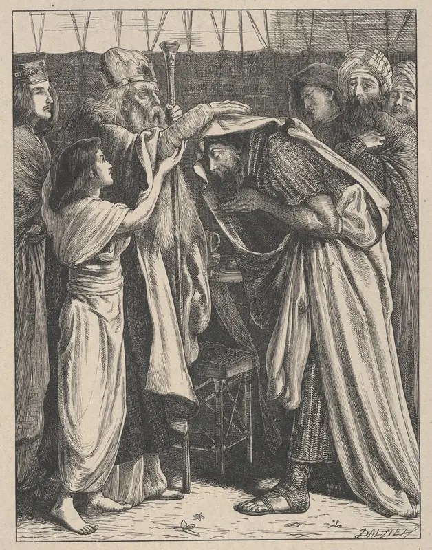 Melchizedek Blesses Abram, from "Dalziels' Bible Gallery" Wall Art by Simeon Solomon - High-Resolution Digital Print
