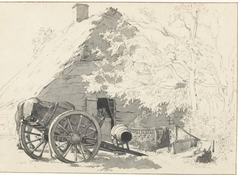 Melkkar met paard voor een boerderij Wall Art by Jacob Ernst Marcus - High-Resolution Digital Print