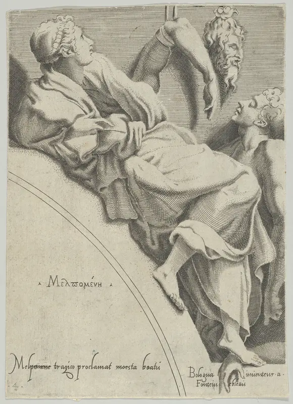 Melpomene, from "The Muses and the Three Goddesses" Wall Art by Anonymous, French-Italian, 17th century - High-Resolution Digital Print