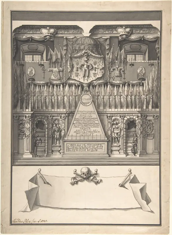 Memorial Decoration for the Interior of a Building to Honor the Deceased Ernst Ludwig, 1725 Wall Art by Alessandro Rossini (reported active 1702-1736) - High-Resolution Digital Print