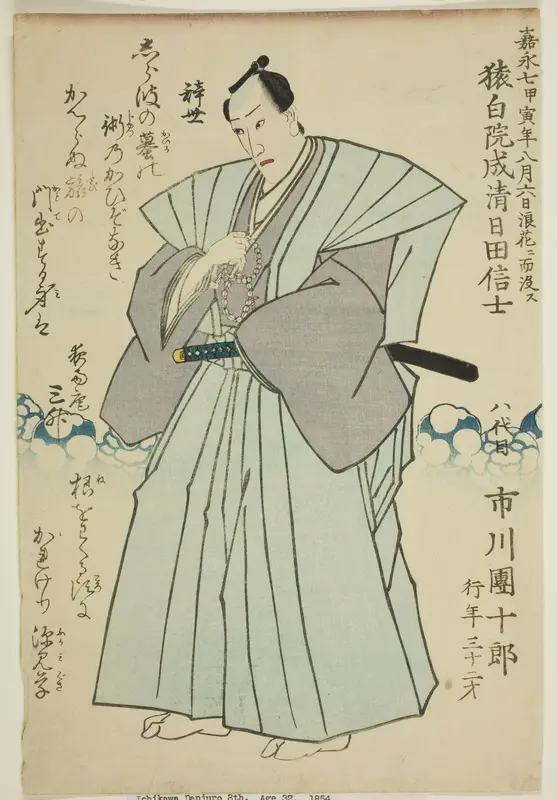Memorial Portrait of the Actor Ichikawa Danjuro VIII Wall Art by Utagawa School - High-Resolution Digital Print