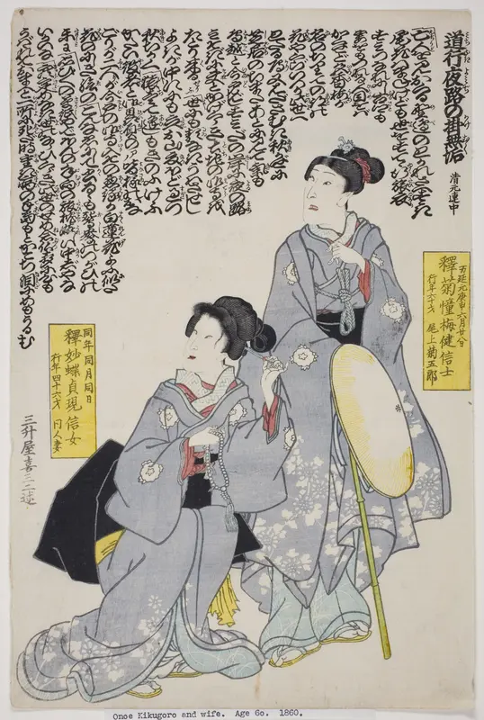 Memorial Portrait of the Actor Onoe Kikugoro IV and His Wife Wall Art by Utagawa School - High-Resolution Digital Print