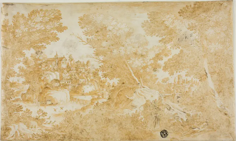 Men and Women Resting in Wooded Landscape with River, Villas, Church Wall Art by Style of Hendrik Hondius, I - High-Resolution Digital Print