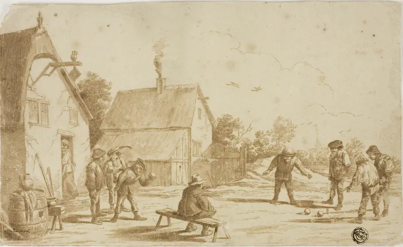 Men Playing Boules Outside Tavern Wall Art by David Teniers the Younger - High-Resolution Digital Print