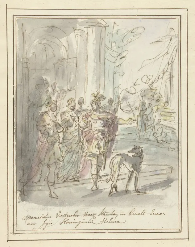 Menelaüs vertrekt naar Kreta en beveelt Aeneas aan Helena Wall Art by Elias van Nijmegen - High-Resolution Digital Print