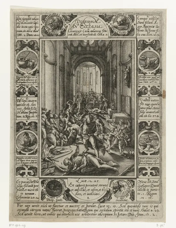 Meningsverschillen binnen de kerk Wall Art by Hendrick Goltzius - High-Resolution Digital Print