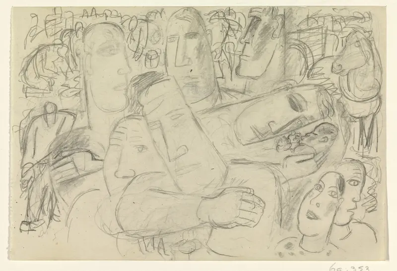 Mensen, gezichten en een paard Wall Art by Leo Gestel - High-Resolution Digital Print