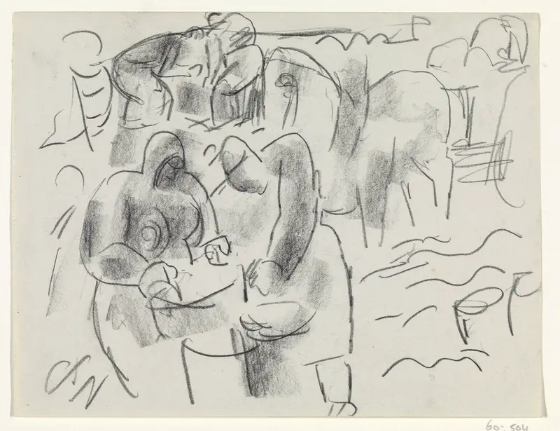 Mensen in een landschap met paard en wagen Wall Art by Leo Gestel - High-Resolution Digital Print