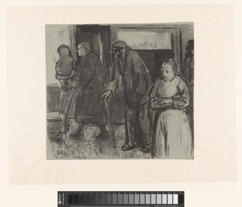 Mensen op straat voor een café Wall Art by Unknown - High-Resolution Digital Print