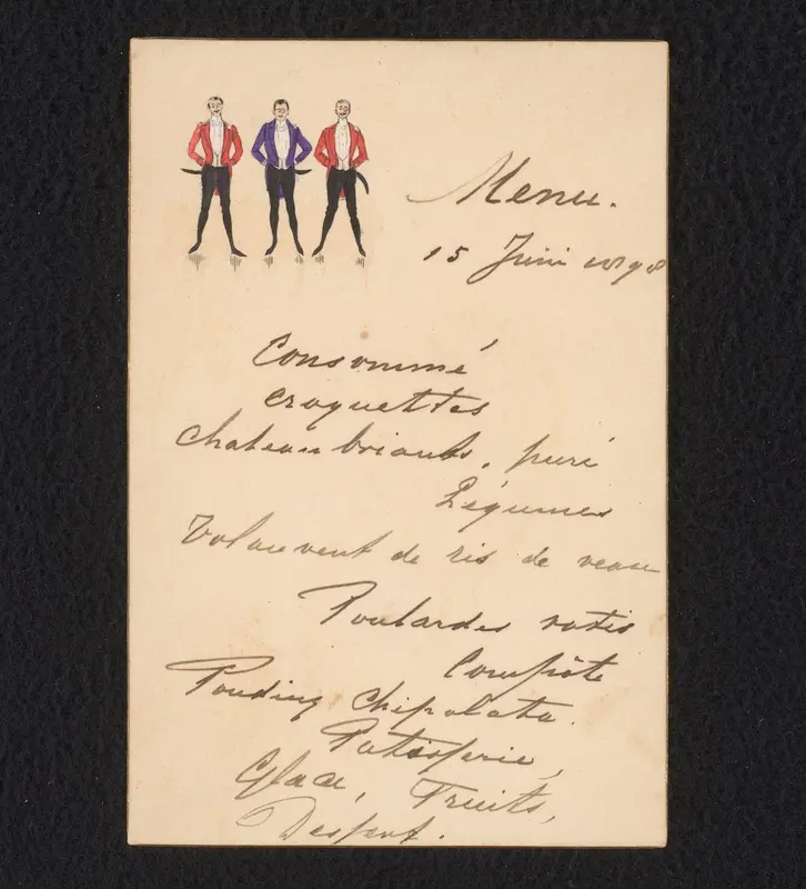 Menukaart voor een diner op 15 juni 1898 Wall Art by anonymous - High-Resolution Digital Print
