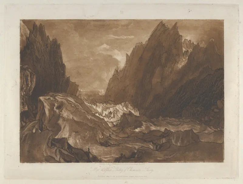 Mêr de Glace, Valley of Chamouni-Savoy (Liber Studiorum, part X, plate 50) Wall Art by Joseph Mallord William Turner - High-Resolution Digital Print