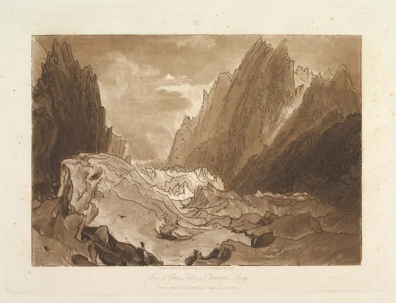 Mêr de Glace, Valley of Chamouni-Savoy, part X, plate 50 from "Liber Studiorum" Wall Art by Joseph Mallord William Turner - High-Resolution Digital Print