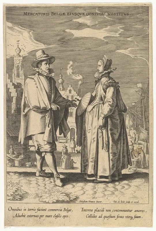Mercatoris Belgae Eiusque Coniugis Vestitus, from Fashions of Different Nations Wall Art by Pieter de Jode I - High-Resolution Digital Print