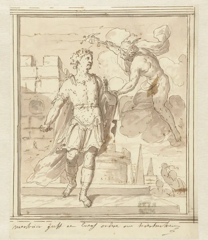 Mercurius beveelt Aeneas te vertrekken Wall Art by Mattheus Terwesten - High-Resolution Digital Print