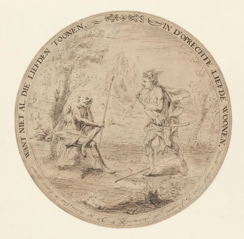 Mercurius doet Argus in slaap vallen met zijn fluitspel Wall Art by Quellinus Schobbens - High-Resolution Digital Print