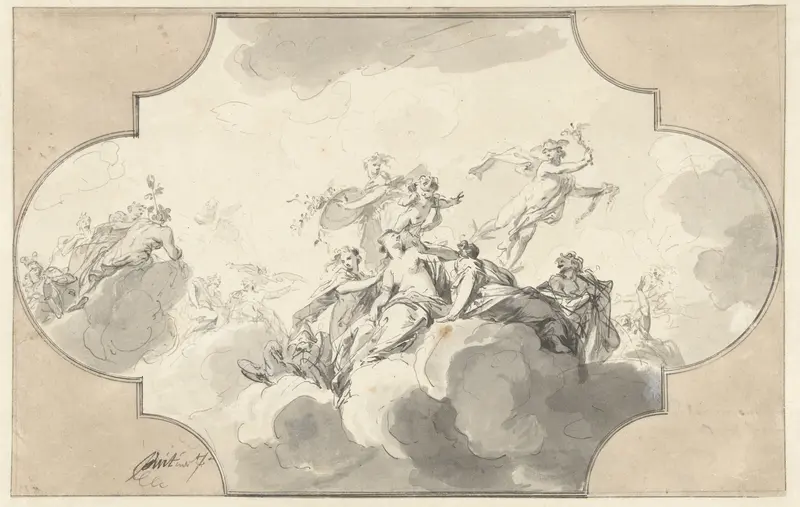 Mercurius ontsteelt Venus haar gordel Wall Art by Jacob de Wit - High-Resolution Digital Print