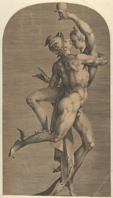 Mercury Abducting Psyche (lateral view Mercury's side), from a set of three views of the sculpture Wall Art by Jan Muller - High-Resolution Digital Print