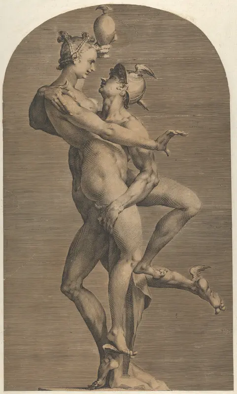 Mercury Abducting Psyche (lateral view Psyche's side), from a set of three views of the sculpture Wall Art by Jan Muller - High-Resolution Digital Print