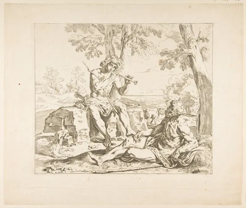 Mercury and Argus, counterproof of copy in reverse after Cantarini Wall Art by Simone Cantarini - High-Resolution Digital Print