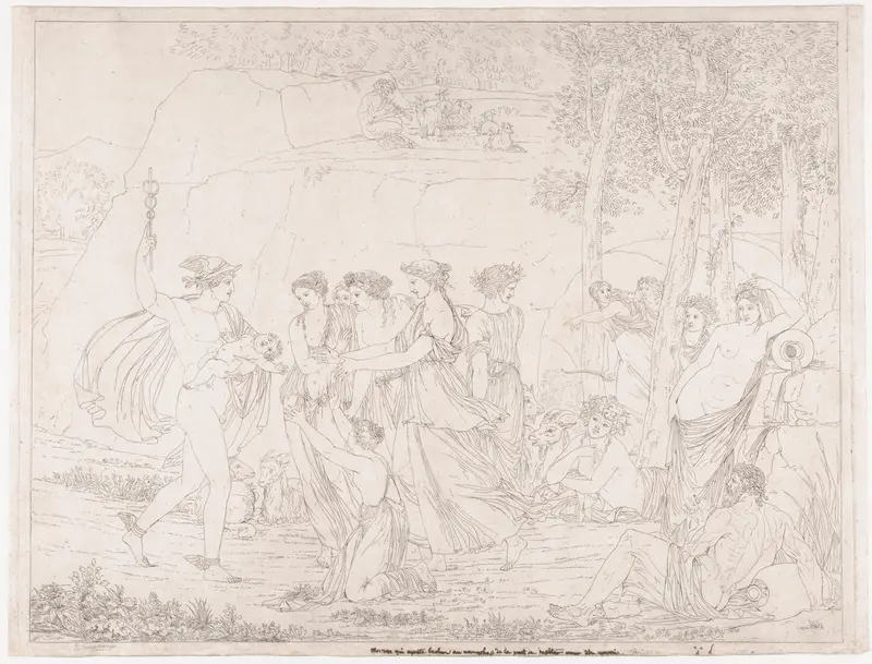 Mercury Delivers the Infant Bacchus to the Nymphs Wall Art by Bénigne Gagneraux - High-Resolution Digital Print