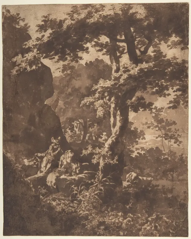 Mercury Lulling Argus to Sleep in a Landscape Wall Art by Jan de Bisschop - High-Resolution Digital Print