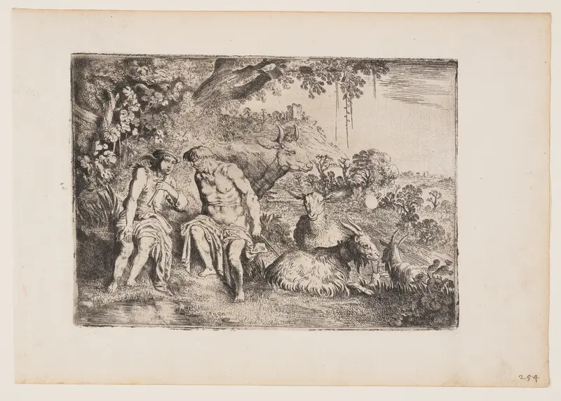 Mercury Lulling Argus to Sleep, plate 4 from The Story of Mercury and Argus Wall Art by Moses van Uyttenbroeck - High-Resolution Digital Print