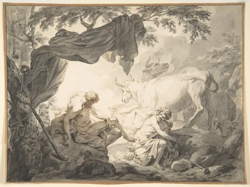 Mercury Rescuing Io from Argus, from "The Metamorphoses of Ovid" Wall Art by Godfried Maes - High-Resolution Digital Print