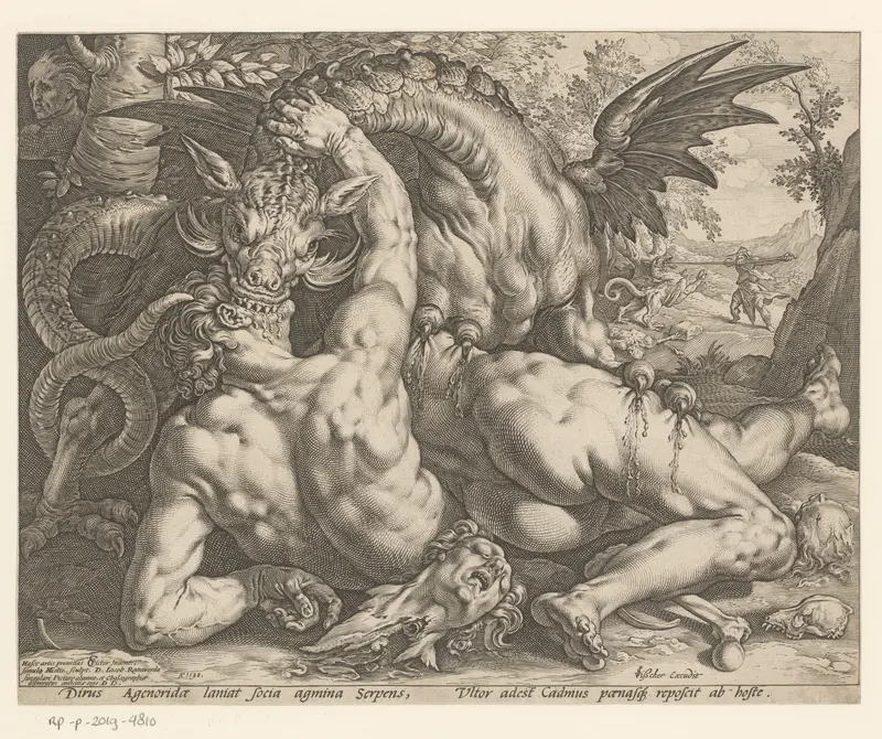Metgezellen van Cadmus door een draak verslonden Wall Art by Unknown - High-Resolution Digital Print