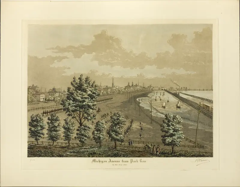 Michigan Avenue from Park Row in the Year 1865
