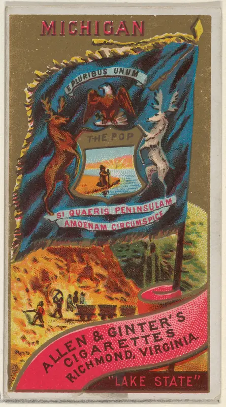 Michigan, from Flags of the States and Territories (N11) for Allen & Ginter Cigarettes Brands Wall Art by Allen & Ginter - High-Resolution Digital Print