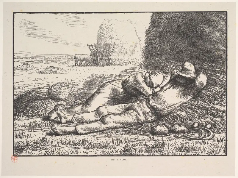 Mid-Day, from "Four Times of the Day" Wall Art by Jean-François Millet - High-Resolution Digital Print