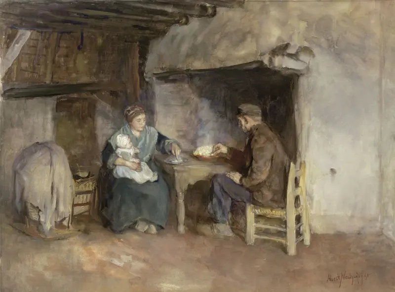 Middagmaal in een boerengezin Wall Art by Albert Neuhuys (1844-1914) - High-Resolution Digital Print