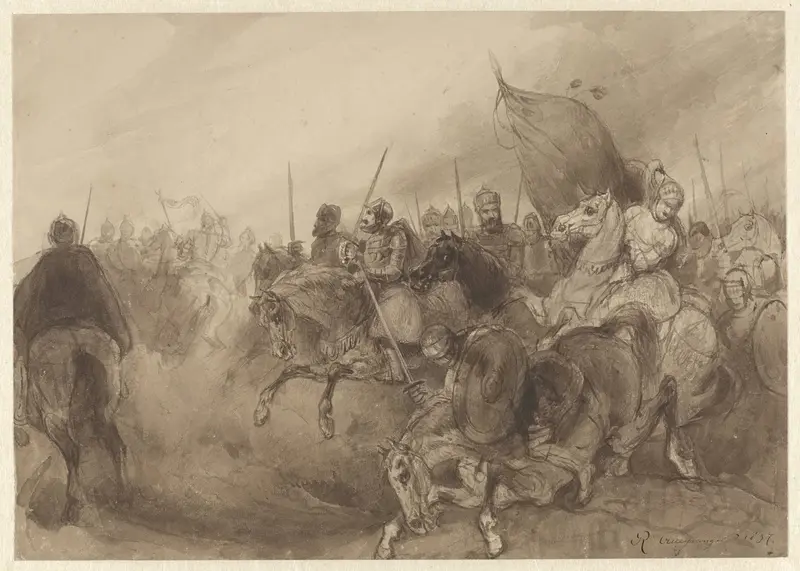 Middeleeuws ruitergevecht Wall Art by Reinier Craeyvanger - High-Resolution Digital Print