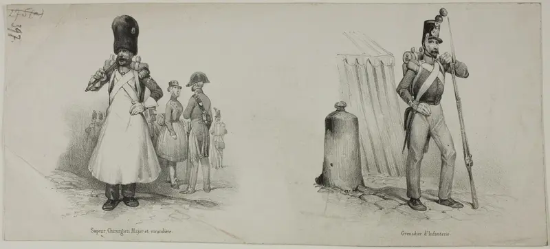 Military Costumes: Sapper (Fireman), Surgeon and Canteen Manager; Grenadier (Musketeer, Infantryman)