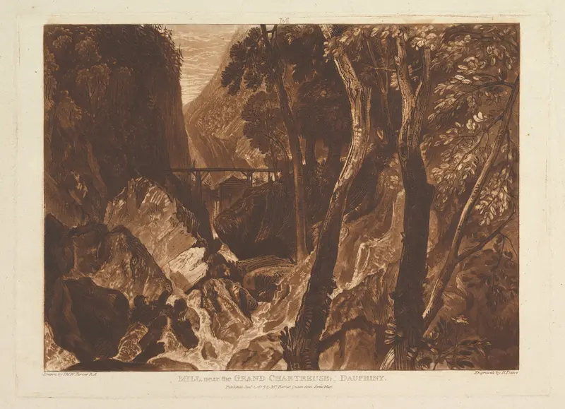 Mill Near the Grand Chartreuse, Dauphiny, part XI, plate 54 from "Liber Studiorum" Wall Art by Joseph Mallord William Turner - High-Resolution Digital Print