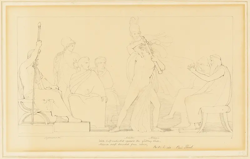 Minerva and Achilles Wall Art by John Flaxman - High-Resolution Digital Print