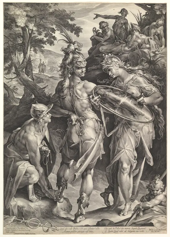 Minerva and Mercury Arming Perseus Wall Art by Jan Muller - High-Resolution Digital Print