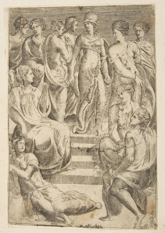 Minerva and the Arts and Sciences Wall Art by Giulio Bonasone - High-Resolution Digital Print