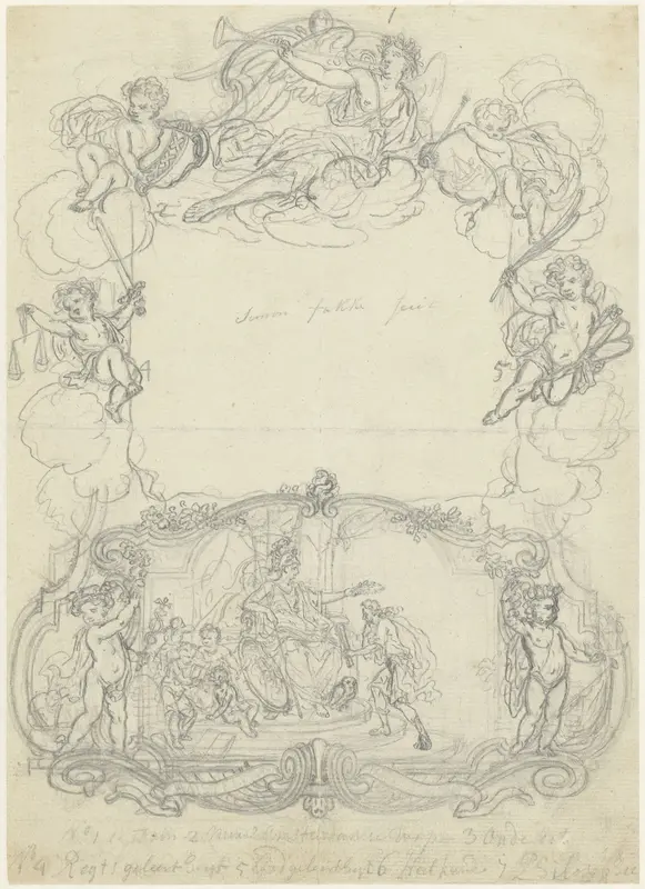Minerva houdt lauwerkrans boven jongen met bul Wall Art by Unknown - High-Resolution Digital Print