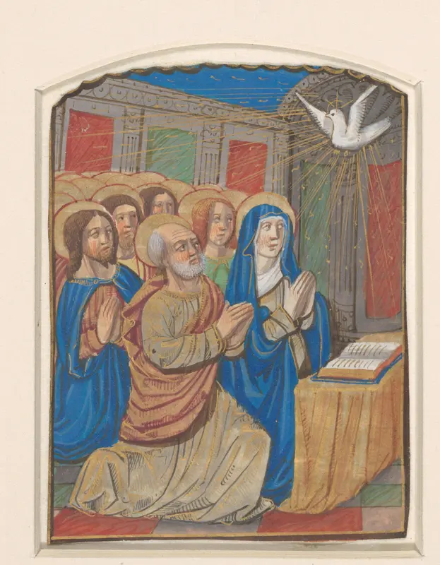 Miniatuur uit een getijdenboek: Maria met kind, op troon Wall Art by anonymous - High-Resolution Digital Print