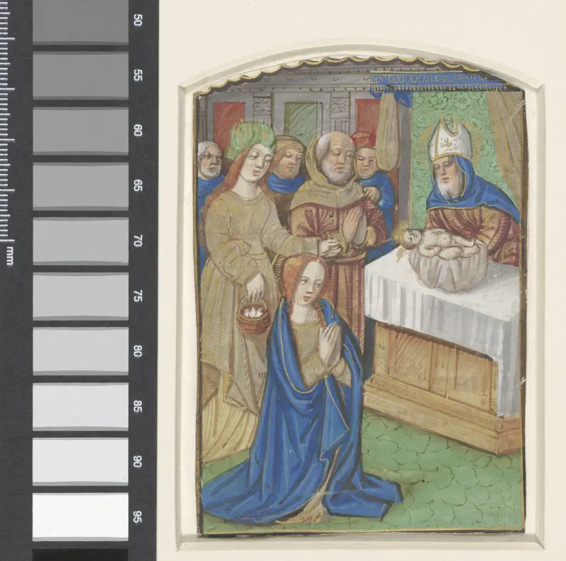 Miniatuur uit een getijdenboek: presentatie van Christus in de tempel Wall Art by anonymous - High-Resolution Digital Print