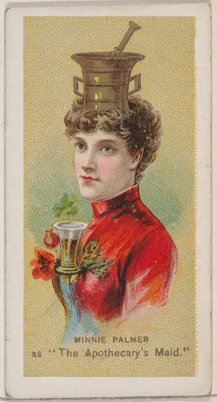 Minnie Palmer as "The Apothecary's Maid," from the series Fancy Dress Ball Costumes (N73) for Duke brand cigarettes Wall Art by W. Duke, Sons & Co. - High-Resolution Digital Print