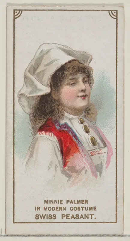 Minnie Palmer in the Modern Costume of a Swiss Peasant, from the set Actors and Actresses, First Series (N70) for Duke brand cigarettes Wall Art by W. Duke, Sons & Co. - High-Resolution Digital Print
