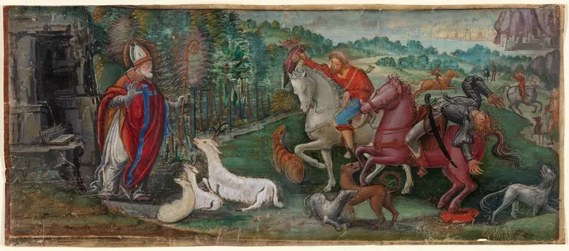 Miracle of the Deer of Saint Bassiano, from a Choir Book Wall Art by Unknown - High-Resolution Digital Print